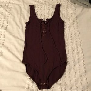 Purple lace up body suit w/snaps American eagle